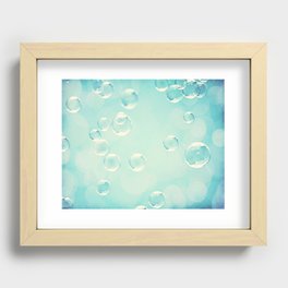 Bubble Photography, Laundry Room Soap Bubbles, Aqua Teal Bathroom Photography Recessed Framed Print