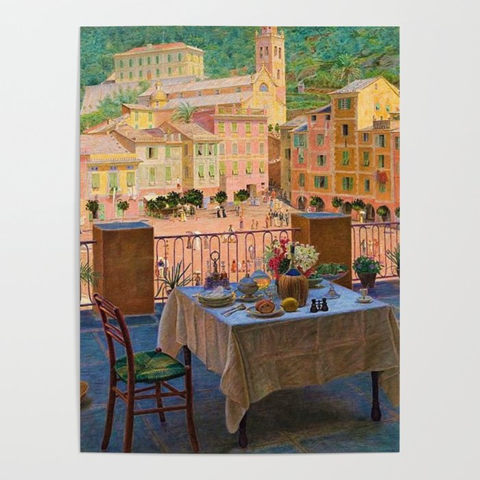 My lunch table in Portofino Italian Riviera by Kristian Zahrtmann Poster
