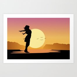 Girl Dance On Sunset Art Print
