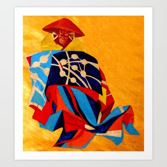 japanese men in traditional clothes Art Print