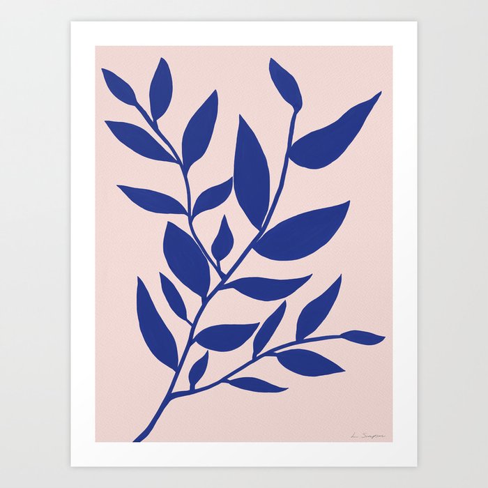 Leaves in Blue Art Print by Leanne Simpson | Society6