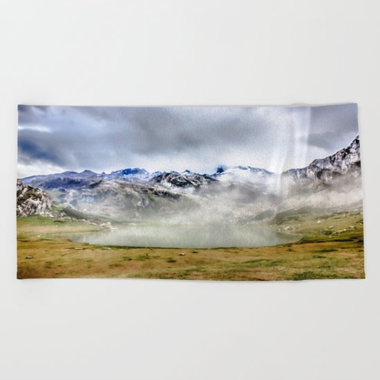 Lago Ercina in National park Picos de Europa Beach Towel