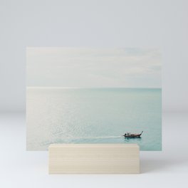 Seaside Thailand, Koh Lanta, Blue Oceanview Boat, Photo Art Print Mini Art Print
