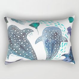 Whale Shark, Ray & Sea Creature Play Print Rectangular Pillow
