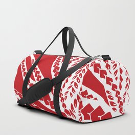 Red Polynesian Geometric Floral Chic Tribal Tattoo Duffle Bag