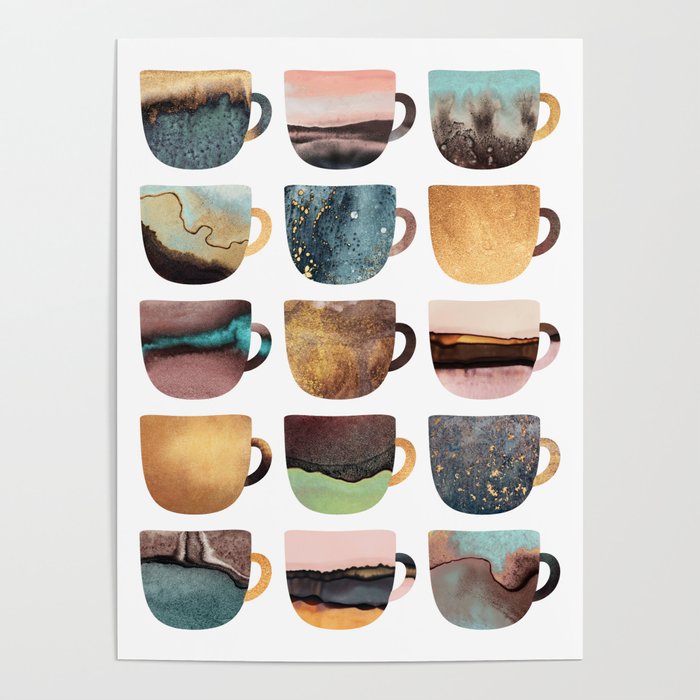 Earthy Coffee Cups Poster