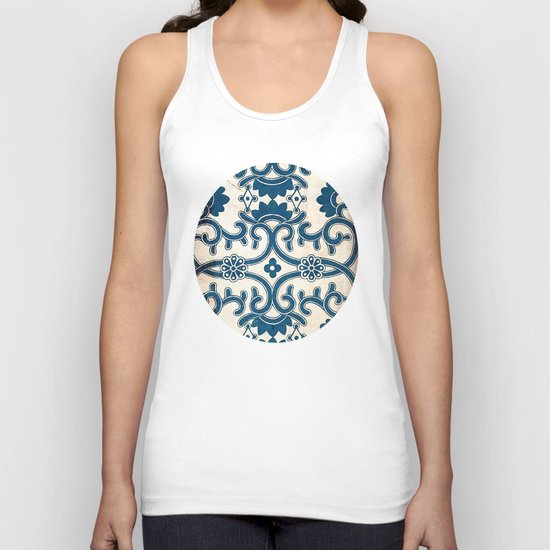 Blue Oriental Vintage Tile 02 Unisex Tank Top