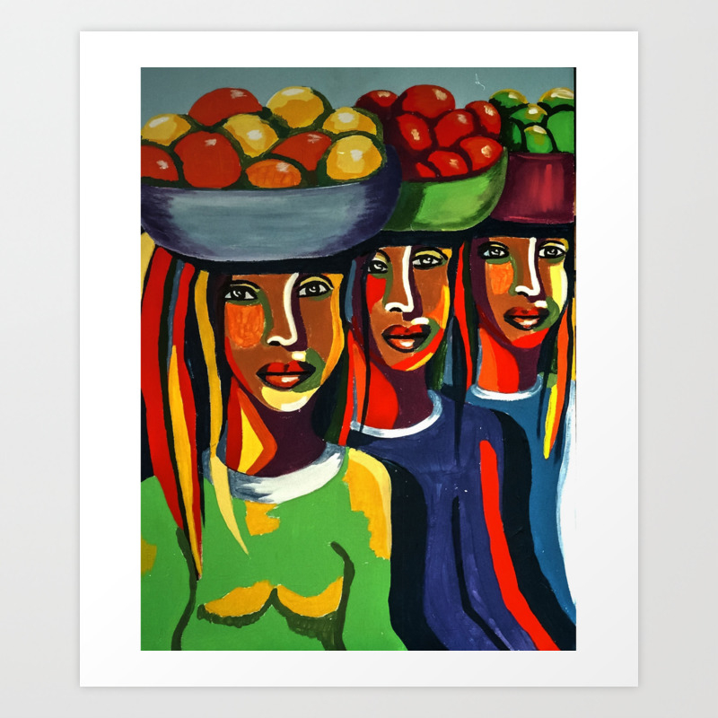 African Traditional Tribal Women Abstract Art Canvas Painting