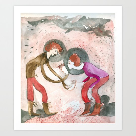 Free Time drawing Art Print
