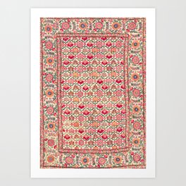 Vintage India Embroidered Textile, 17th Century Art Print