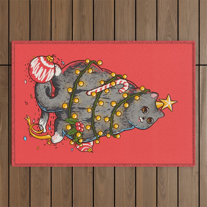 Christmas Cat Tree Outdoor Rug