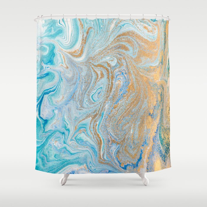 Marble Turquoise Gold Silver Shower Curtain By Healinglove8 Society6 Marble Turquoise Gold Silver Shower Curtain