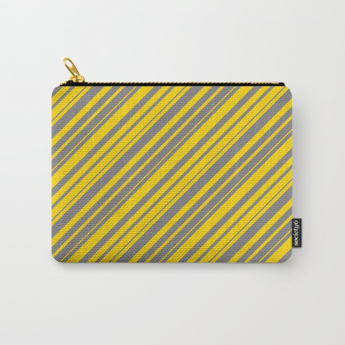 Gray & Yellow Colored Lined Pattern Carry-All Pouch