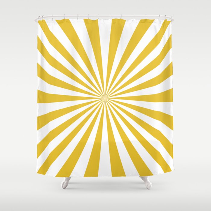 Mustard Yellow Rays Shower Curtain