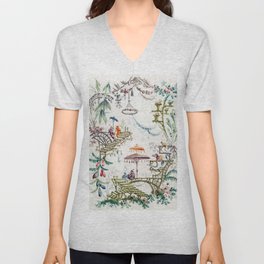 Enchanted Forest Chinoiserie V Neck T Shirt