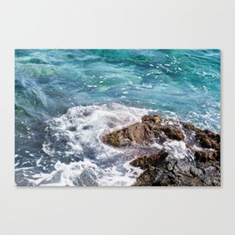 Blue Aegean Sea And Volcanic Rock Formation Photography  Canvas Print