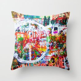 Lennon Wall - All You Need Is Love - Peace Throw Pillow