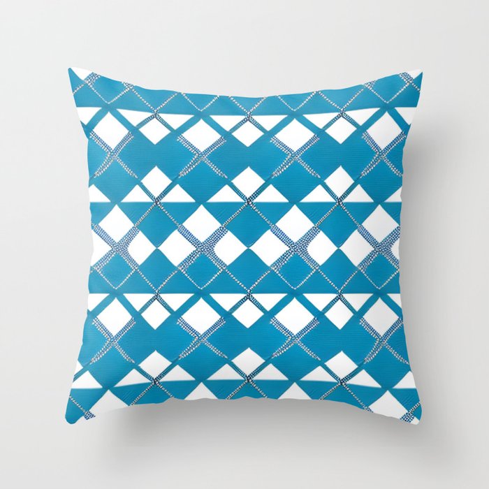 Blue and white Textured Diamond pattern Throw Pillow