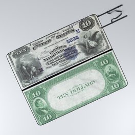 1882 U.S. Federal Reserve Ten Dollar Farmers Bank of Lake Geneva - Ben Franklin drawing electricity Picnic Blanket