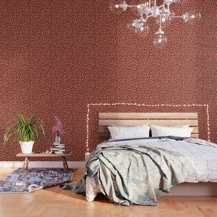 Coral And Brown Leopard Print Living Coral Design Wallpaper By Squirrelcoffeedesign