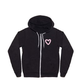 Pink doodle hearts over pink Zip Hoodie