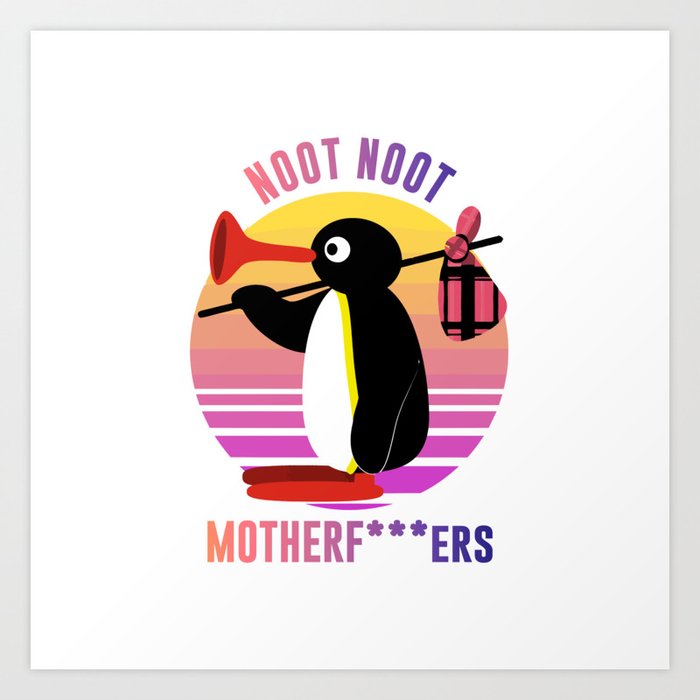Noot Noot Pingu Sunset Background Art Print By Bluesea33 Society6