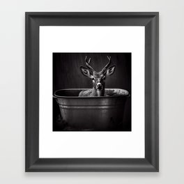 Bath Time for Deer Framed Art Print