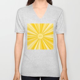 Retro sun with rays in gold and yellow + HOPE V Neck T Shirt