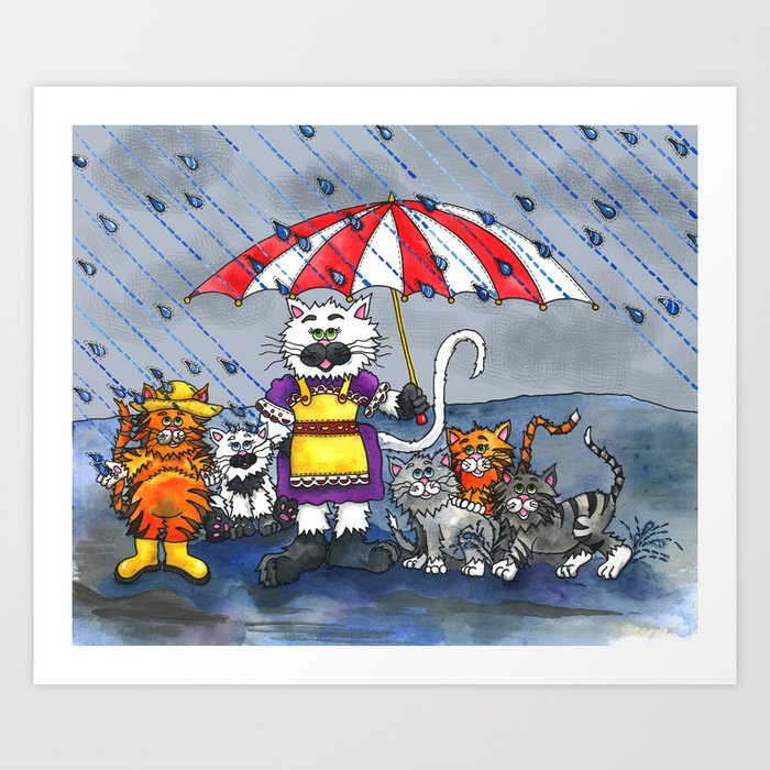 Cats on a Rainy Day Art Print