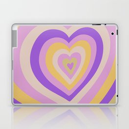 Retro Groovy Love Hearts - purple yellow beige Laptop Skin