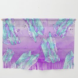 Purple and Blue Watercolor Crystals Wall Hanging