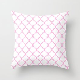 Moroccan Trellis (Pink & White Pattern) Throw Pillow