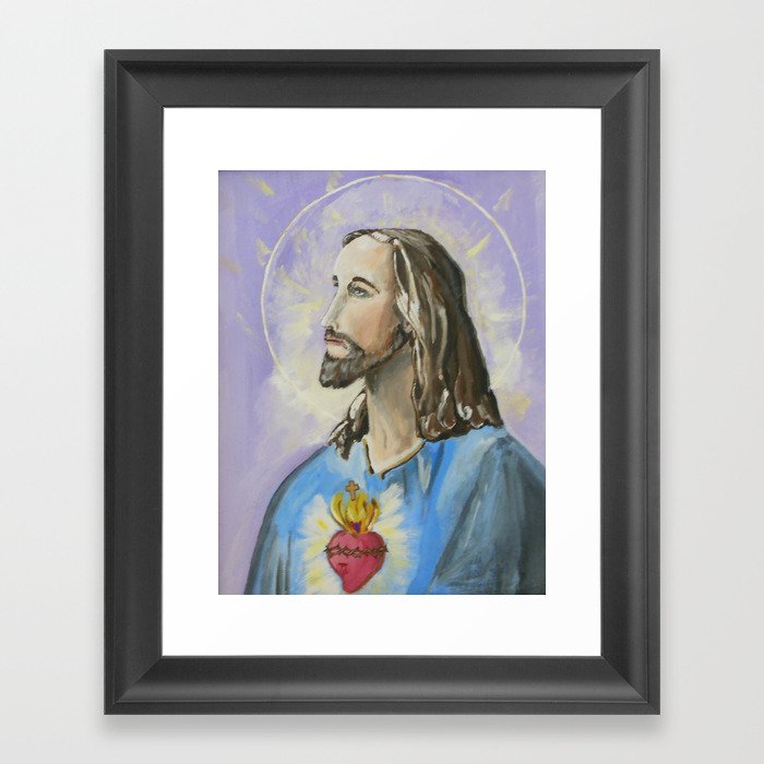 Profile Of Sacred Heart Of Jesus Framed Art Print By Alaloh Society6