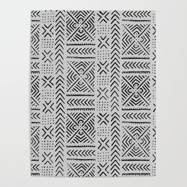 Line Mud Cloth // Light Grey Poster