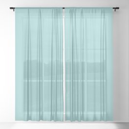 Pastel Aquamarine Blue Green Solid Color Inspired by Behr Big Surf M460-3 Sheer Curtain