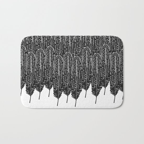 Black & White Feather Wilderness Bath Mat