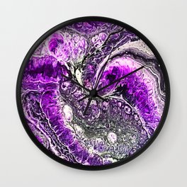purple hazez Wall Clock | Modern, Art, Abstract, Ink, Cells, Purple, Fluidart, Acrylic, Painting 
