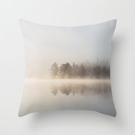 Misty Morning By The Lake Throw Pillow