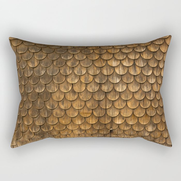 Weathered wall of wooden shingles Rectangular Pillow