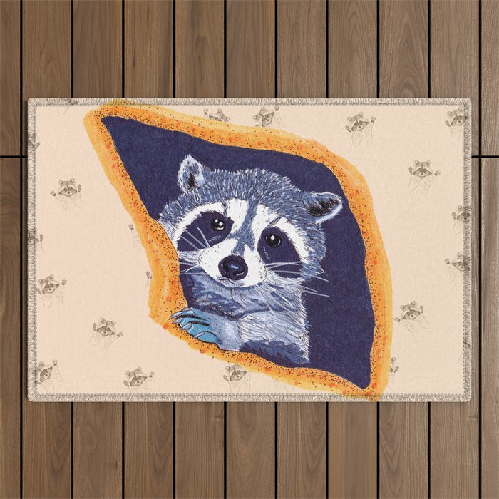 Peeking Raccoons # 2 Beige Pallet Outdoor Rug