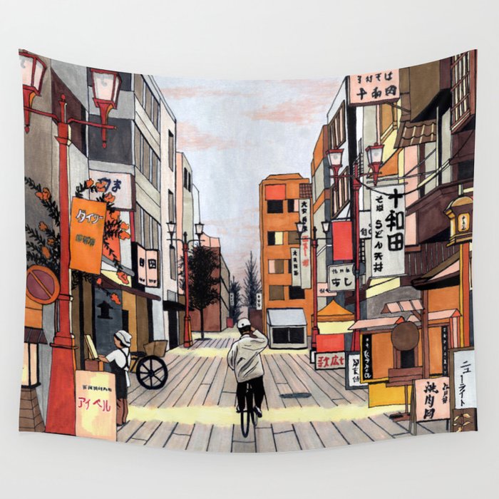 Early Morning Ride Japan Wall Tapestry