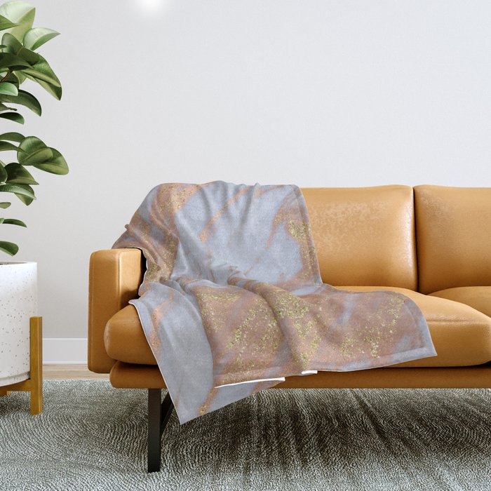 Torre rose gold & yellow gold - marble Throw Blanket
