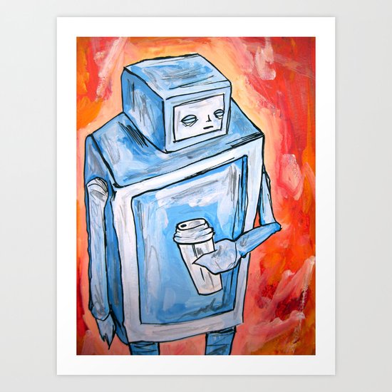 sleepy robot Art Print