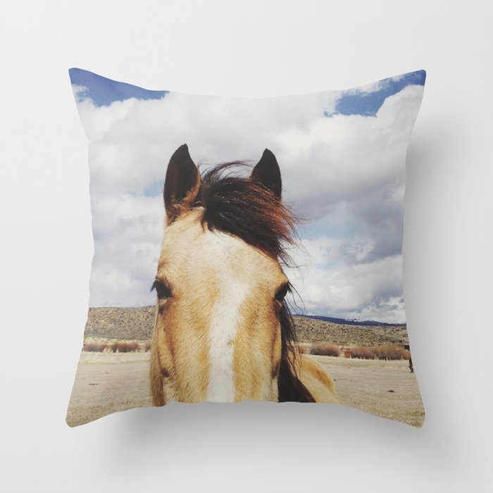 Cloudy Horse Head Throw Pillow