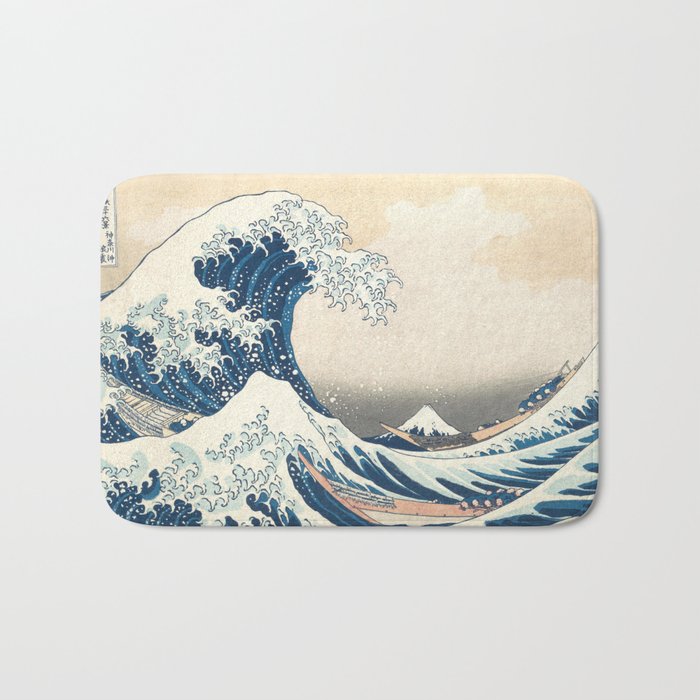 The Great Wave Off Kanagawa by Katsushika Hokusai Thirty Six Views of Mount Fuji - The Great Wave Bath Mat