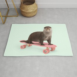 SKATE OTTER Rug | Pink, Popart, Skateboard, Cute, Love, Kids, Graphicdesign, Water, Colorful, Otter 