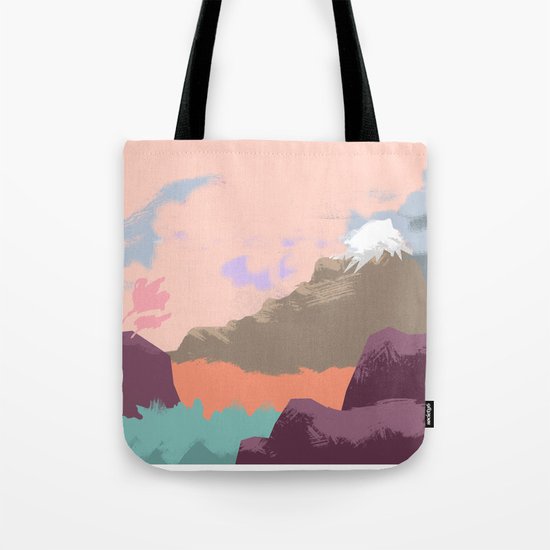 Pink Sky Mountain Tote Bag