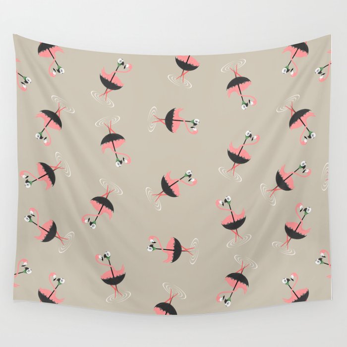 Flamingo&Umbrella Wall Tapestry