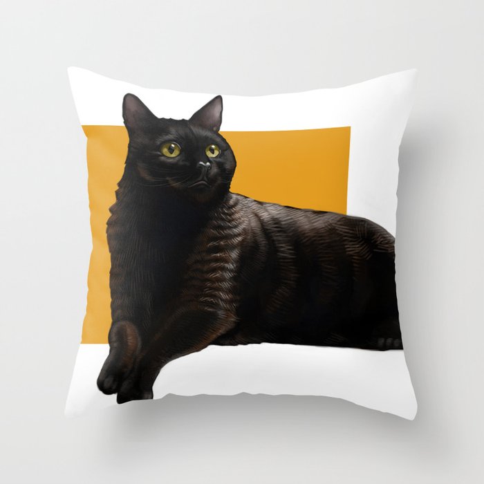 Forever black cat Throw Pillow