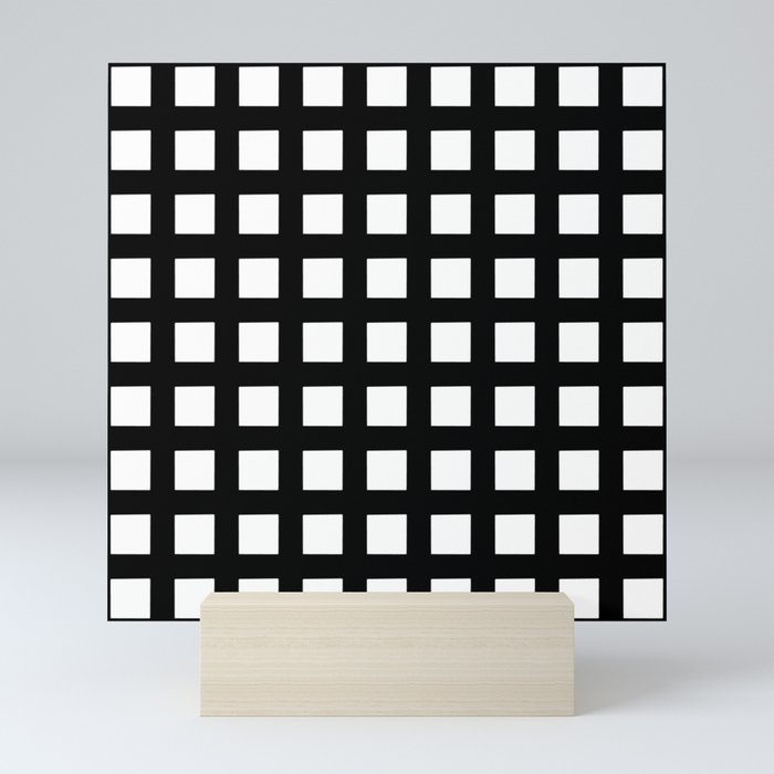 square and tartan 3 Black and white Mini Art Print